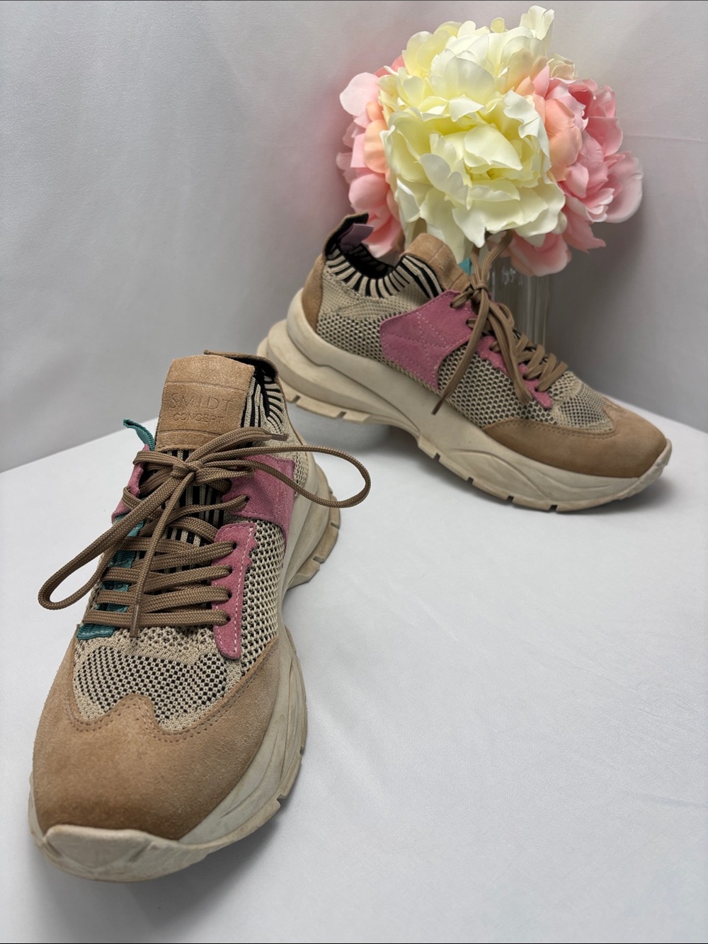 SMR 23 CONCEPT Womens 9 Beige, Pink, Blue‎ Women's Chunky Sneakers Comfort #492